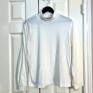 White Long Sleeve Mock Turtleneck Base Layer Sz Large